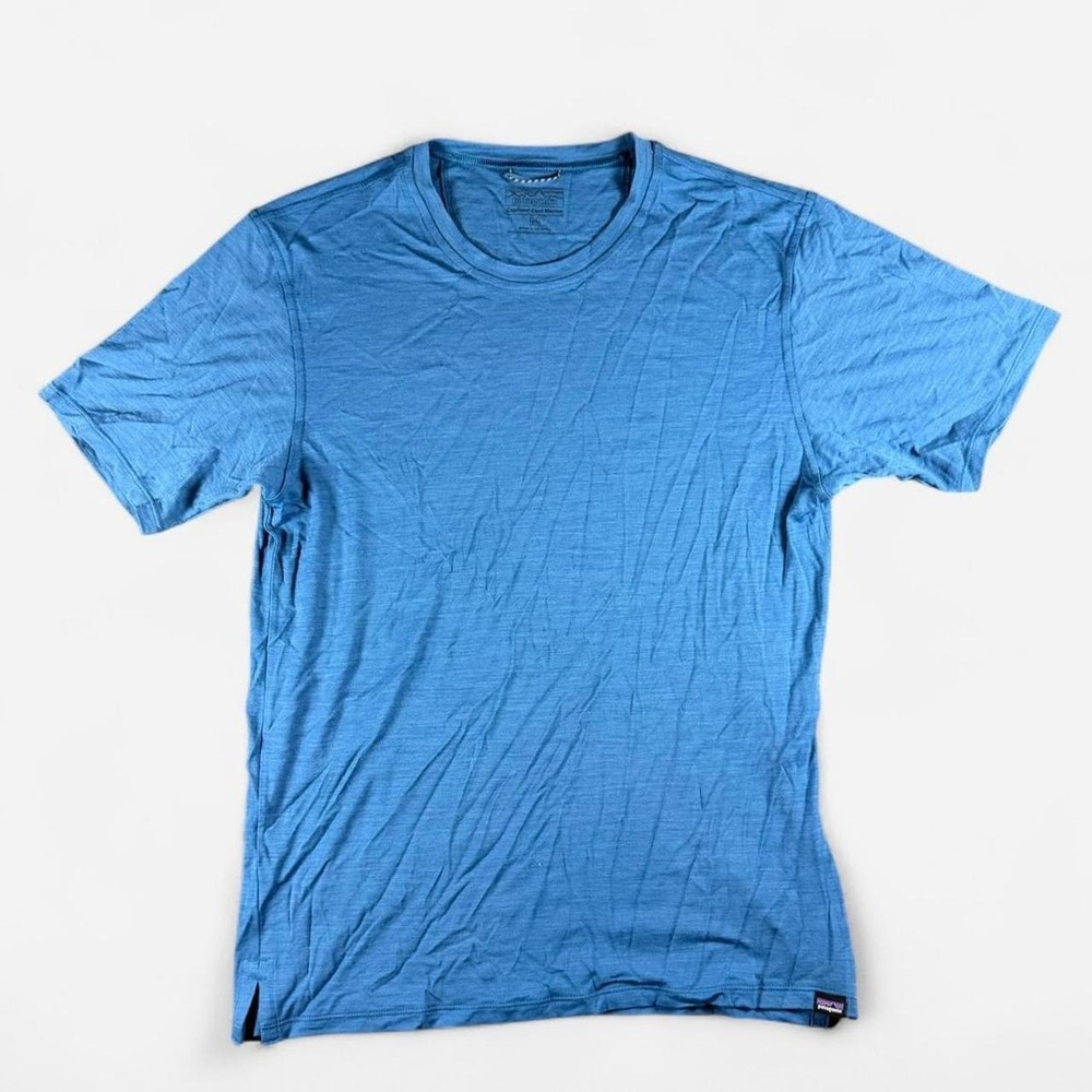Patagonia Blue Capllene Cool Merino Base Layer Tee Shirt Size M